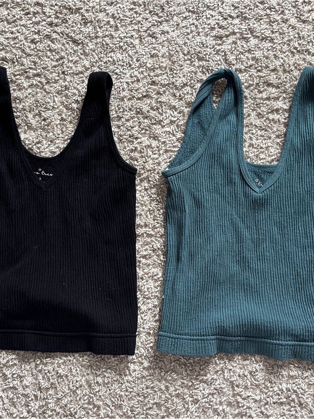 Bundle of 2- Love Tree Ribbed Tank Tops - Black & Teal Green - Picture 2 of 5